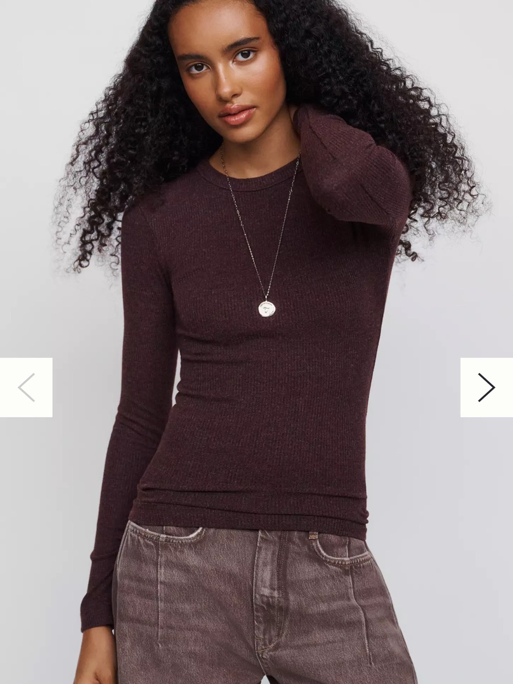 Citizens Of Humanity Slim Ribbed Long-Sleeve Top in Plum